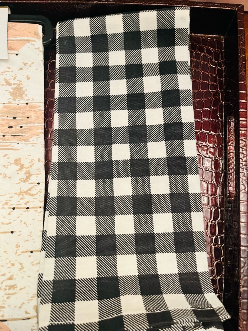 By the Lake Tea Towel Set in Black & Cream & Off-White Colors with Phrase (NWT) - Picture 7 of 10